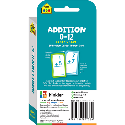 School Zone Addition 0-12 Flash Cards
